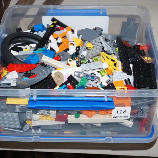 plastic tub of Lego