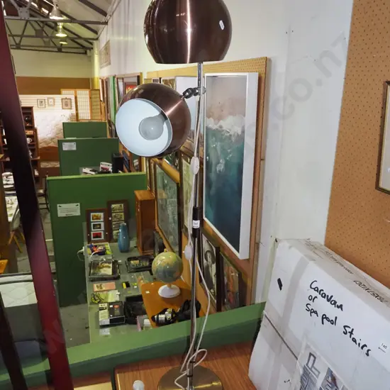 retro spun aluminium twin bulb standard lamp