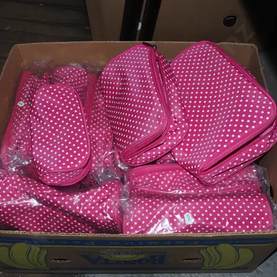 box; as-new toiletry bags, each package holds 3 bags