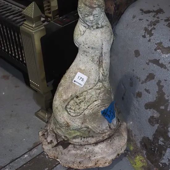 concrete garden ornament - mermaid on rock H-370