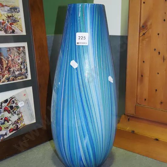 blue and green swirled glass vase H-380