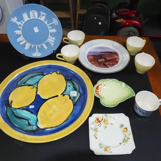 jasperware plate, Oamaru souvenir plate, lemon themed Morrison & James platter Diam-390 etc