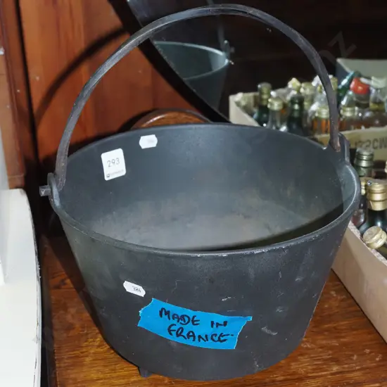 French cast iron footed handled pot