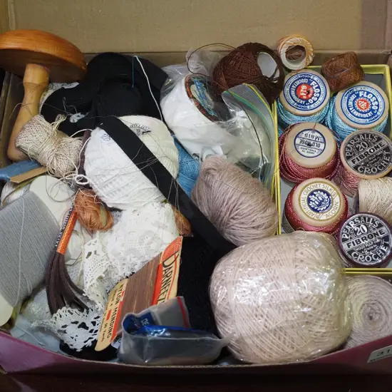 box; sewing threads etc