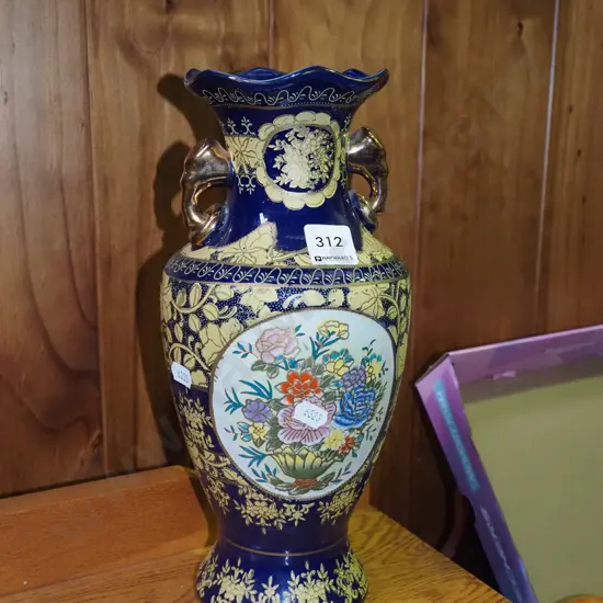 cobalt floral vase H-310