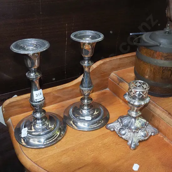 3x plated candlesticks