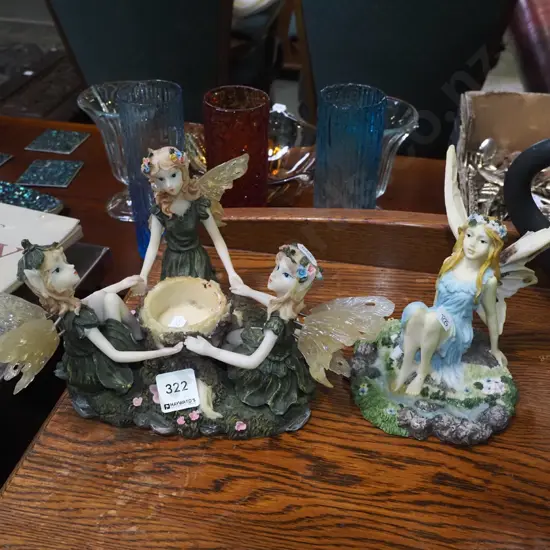 composite fairy figurine, tea light candle holder