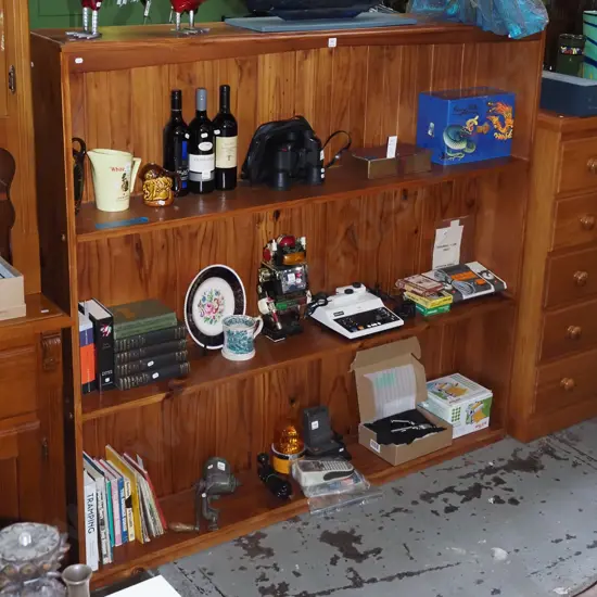 solid pine stained bookcase H-1520 W-1640 D-260