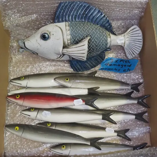 wall mounted ceramic fish - 3 are damaged and have cracks
