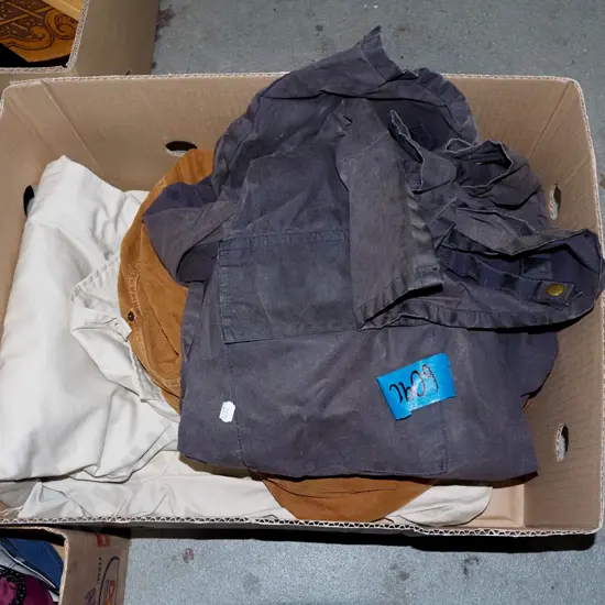 box; rain coat, denim jacket etc