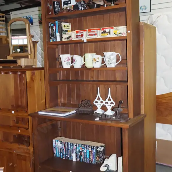 stained solid wood  adjustable bookcase H-2320 W-990 D-410