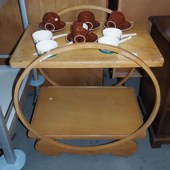 bentwood hoop 2 tier deco tea trolley