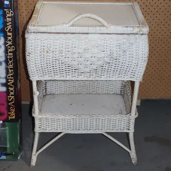 cane 2 tier sewing basket