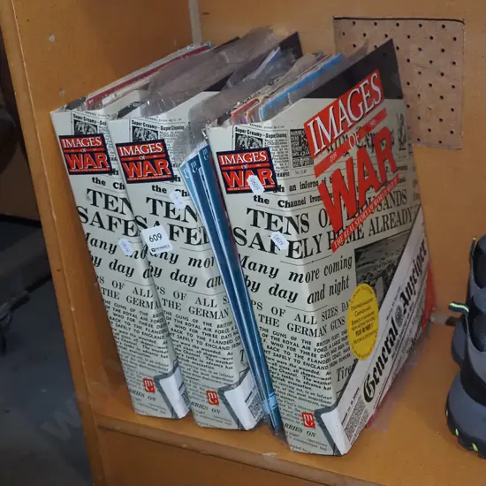 3x images of war folders and magazines