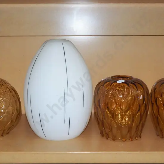 3x amber glass, 1x retro oblong light shades