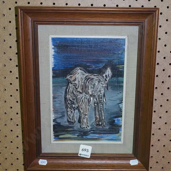 framed watercolour - elephant