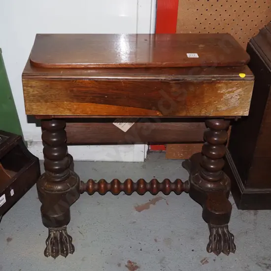restorer's mahogany drop side claw footed end table H-460