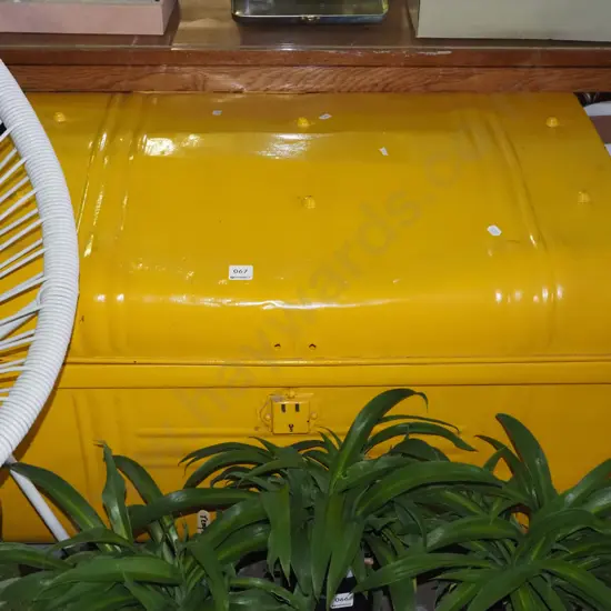 yellow painted vintage travellers trunk