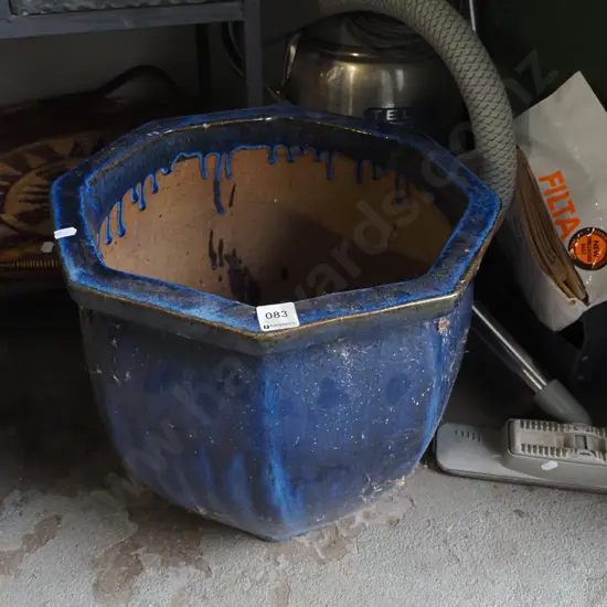 blue glazed planter H-340