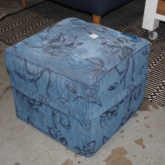 blue deep buttoned ottoman