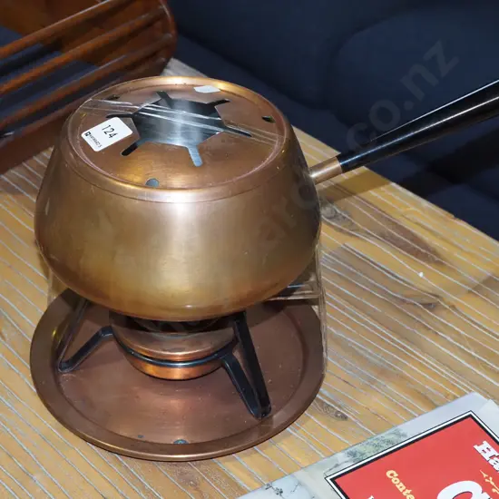 brass fondu set - no forks