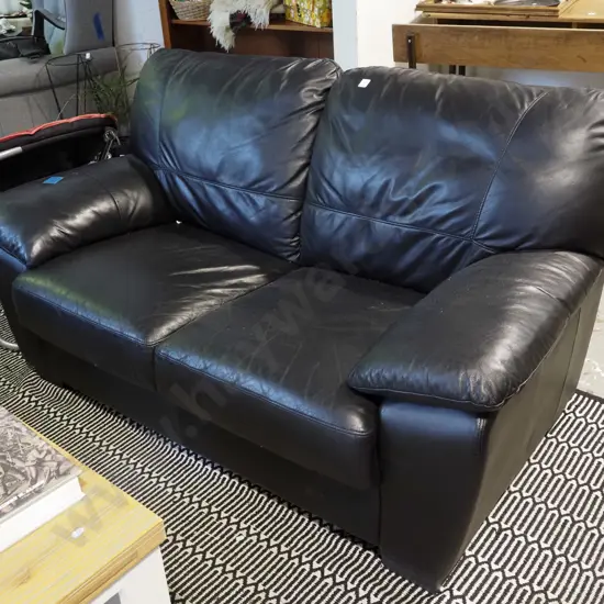 black leather 2 seater settee