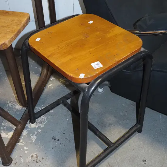 small wood and metal stool