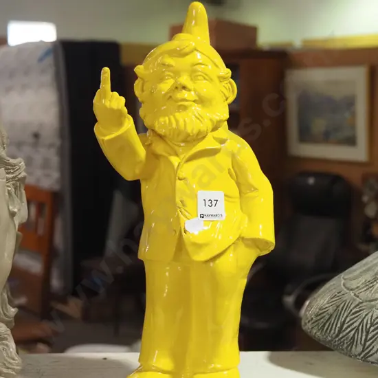 yellow aggressive gnome figurine H-350