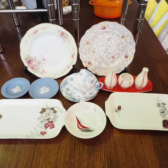 trio, sandwich plate, jasperware dishes etc