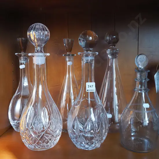 6x stoppered decanters Tallest H-340