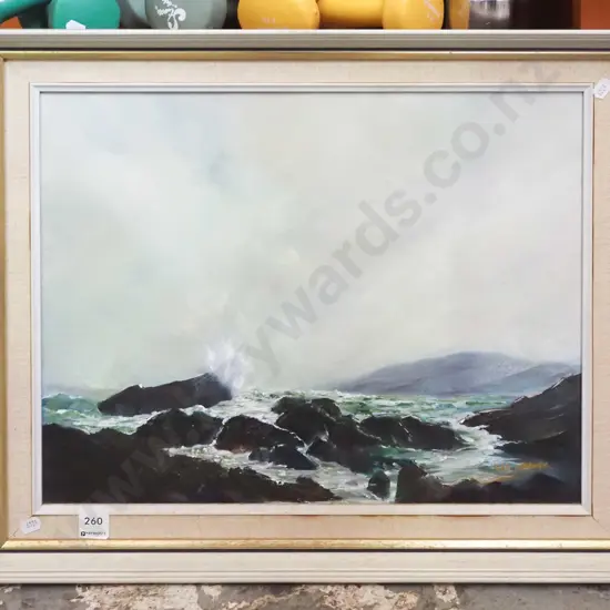 Ray Harvey framed oil - coastal scene