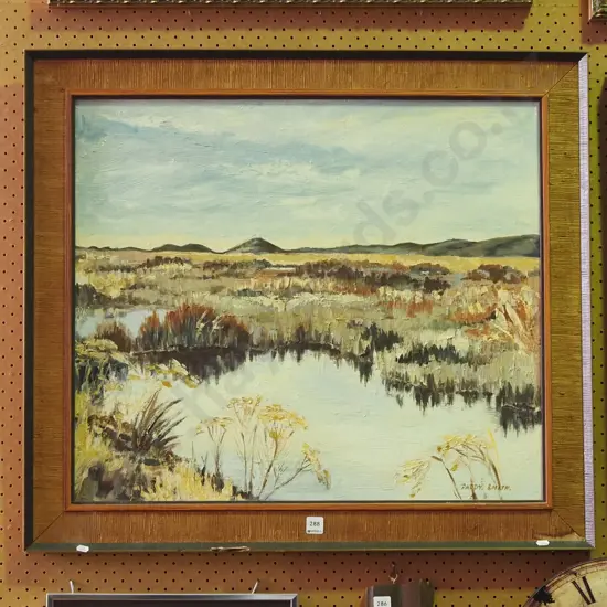Paddy Smith - framed oil - marshes- frame needs attention
