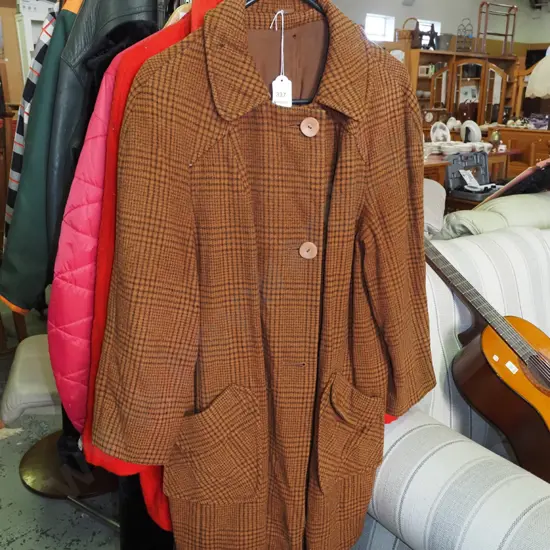 ladies brown checked coat