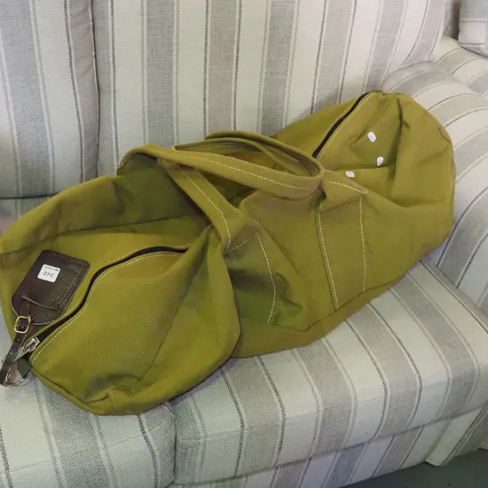 lime green heavy canvas holdall
