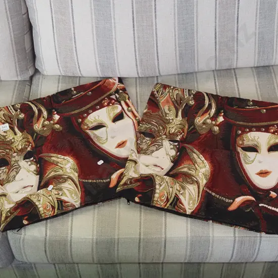 2x woven masquerade ball cushoin covers