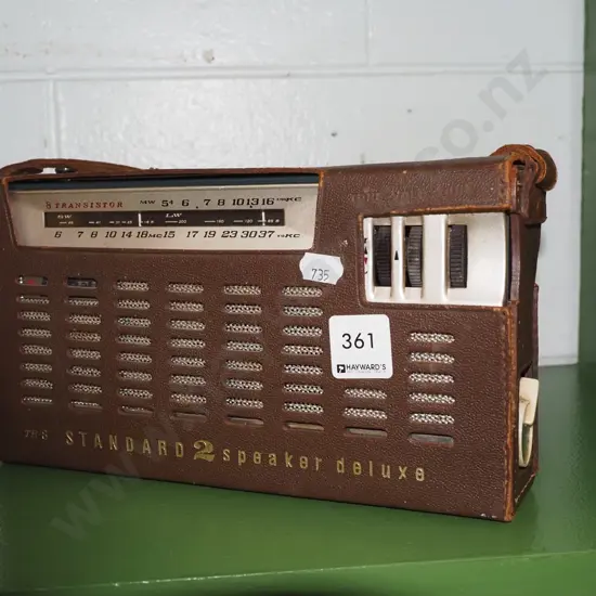 leather cased transistor radio