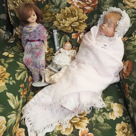 3x porcelain display dolls