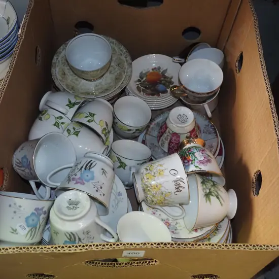 box; cups, saucers, bowls etc