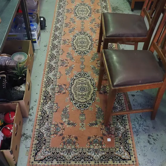 pink patterned woollen floor runner L-3000 W-820