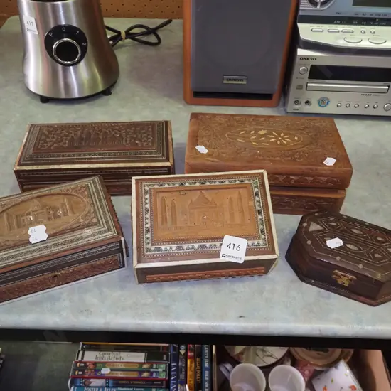 5x carved trinket boxes - some damage