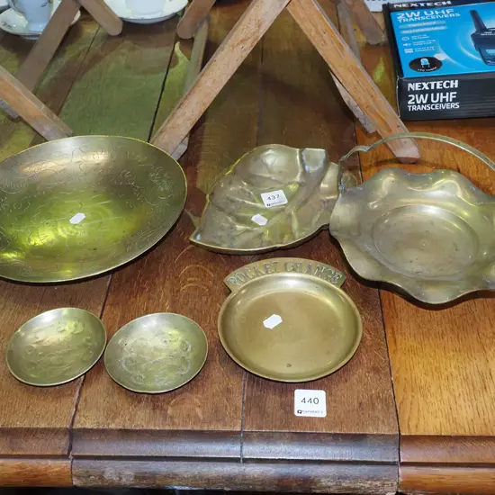 brass bowl and dishes