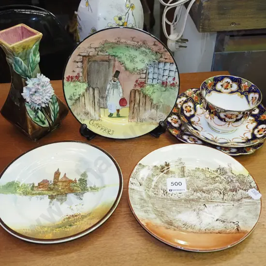 Royal Albert trio, Doulton plates, floral vase