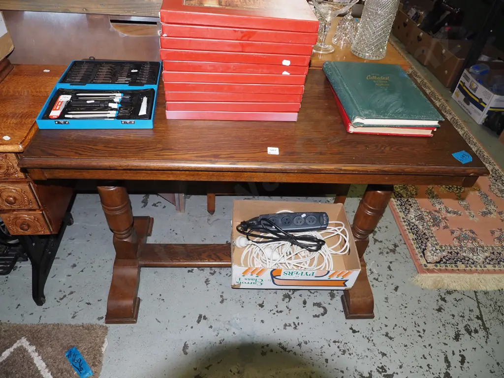 solid oak refectory based table H-780 W-1060 D-500 Image 1++