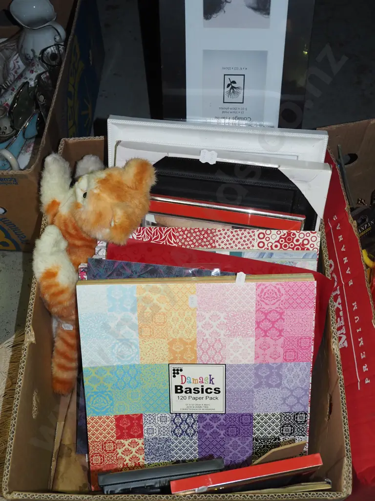 box; soft toy kitten, picture frames, scrapbook paper packs etc Image 1++