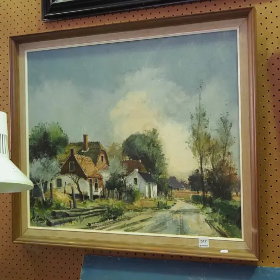 framed oil - farmhouses