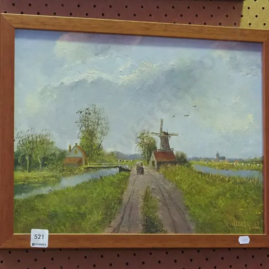 framed oil - Dutch landscape