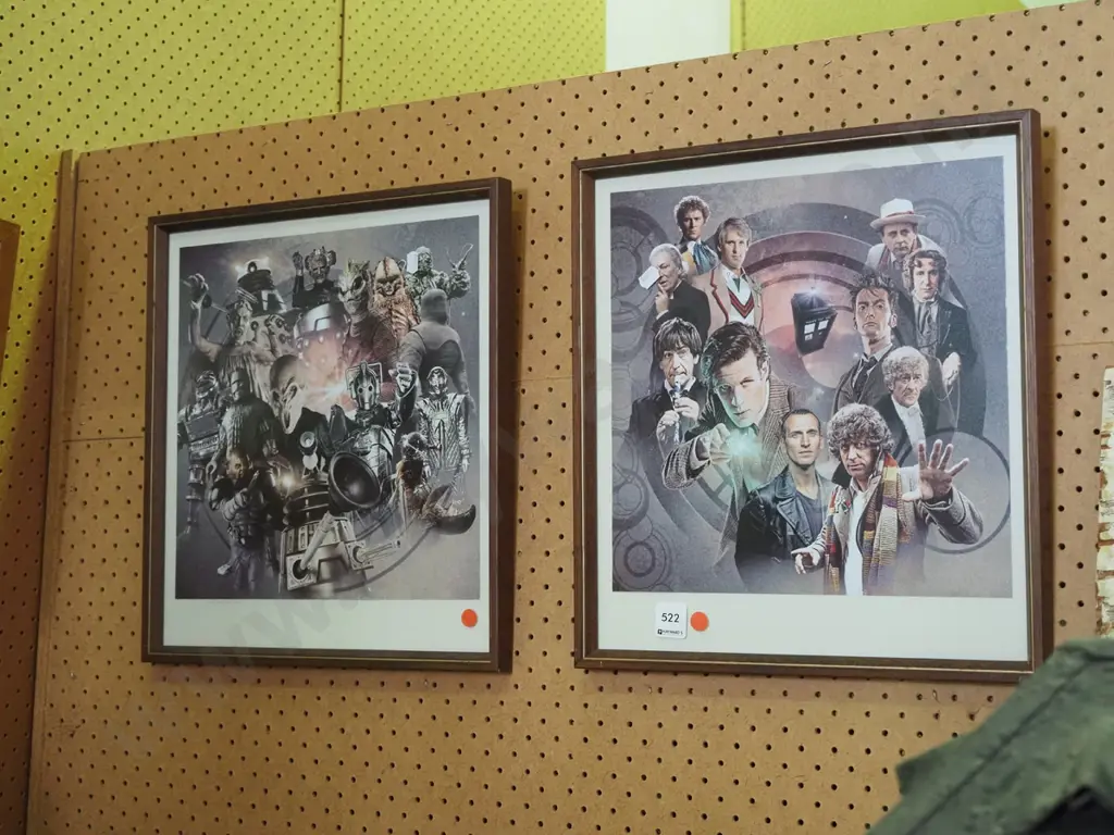 2x framed Dr Who prints - red dots Image 1++