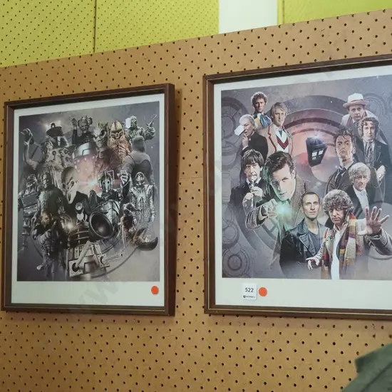2x framed Dr Who prints - red dots
