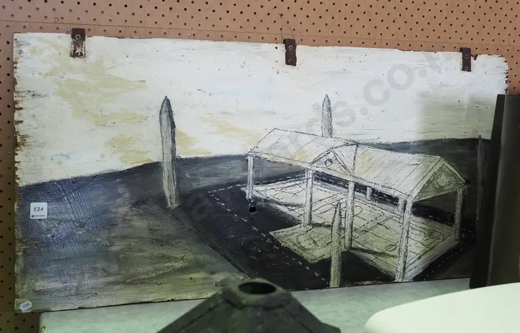 oil on board - pavillion and poles Image 1++