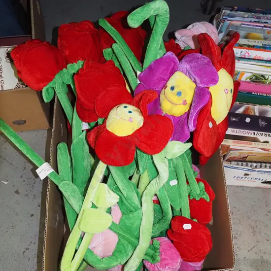 box of fabric smiling flowers